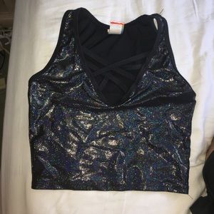 J valentine black iridescent crop top